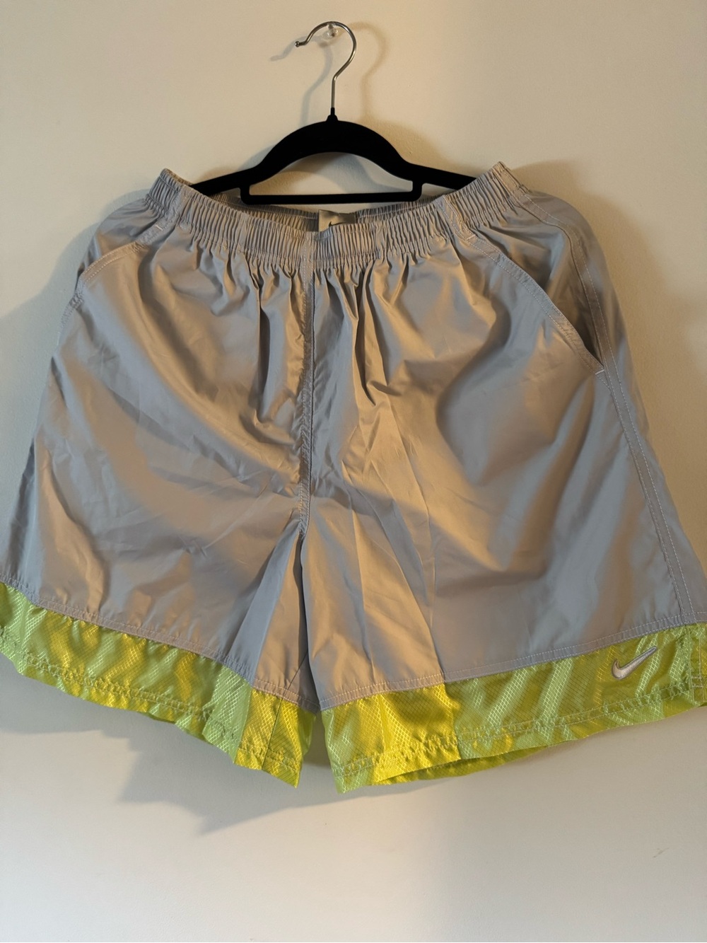 Nike Light Gray Training Shorts with Silver Swoosh